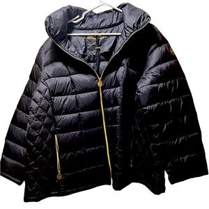 Michael Kors Black Hooded Down Packable Jacket, Size 3X
